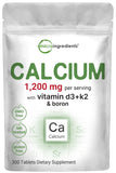 Micro Ingredients Calcium 1200 mg D3 K2, comprimé enrobé bisecté, surface lisse.