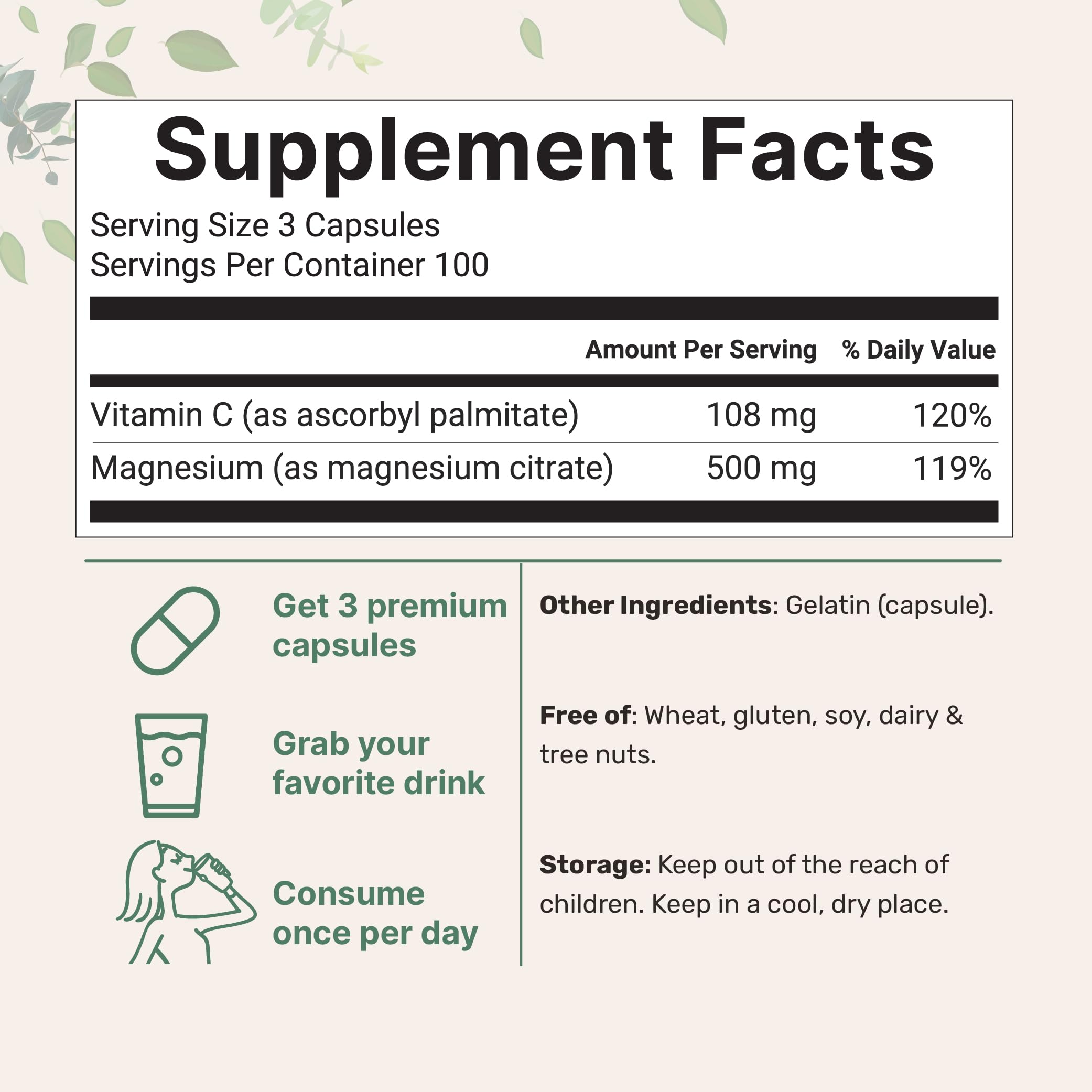 Micro Ingredients – capsules magnésium citrate 500 mg, pratique pour les déplacements.