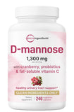 Micro Ingredients D-Mannose 1300mg, capsules végétales pour soutien potentiel des voies urinaires