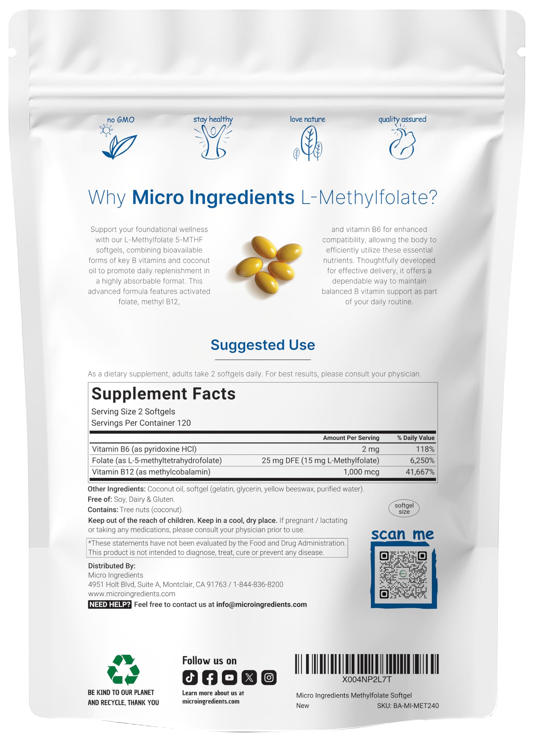 Micro Ingredients complexe B6 et B12 en capsules pour énergie potentielle