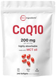 Micro Ingredients CoQ10 softgels avec huile MCT de coco, absorption optimisée.