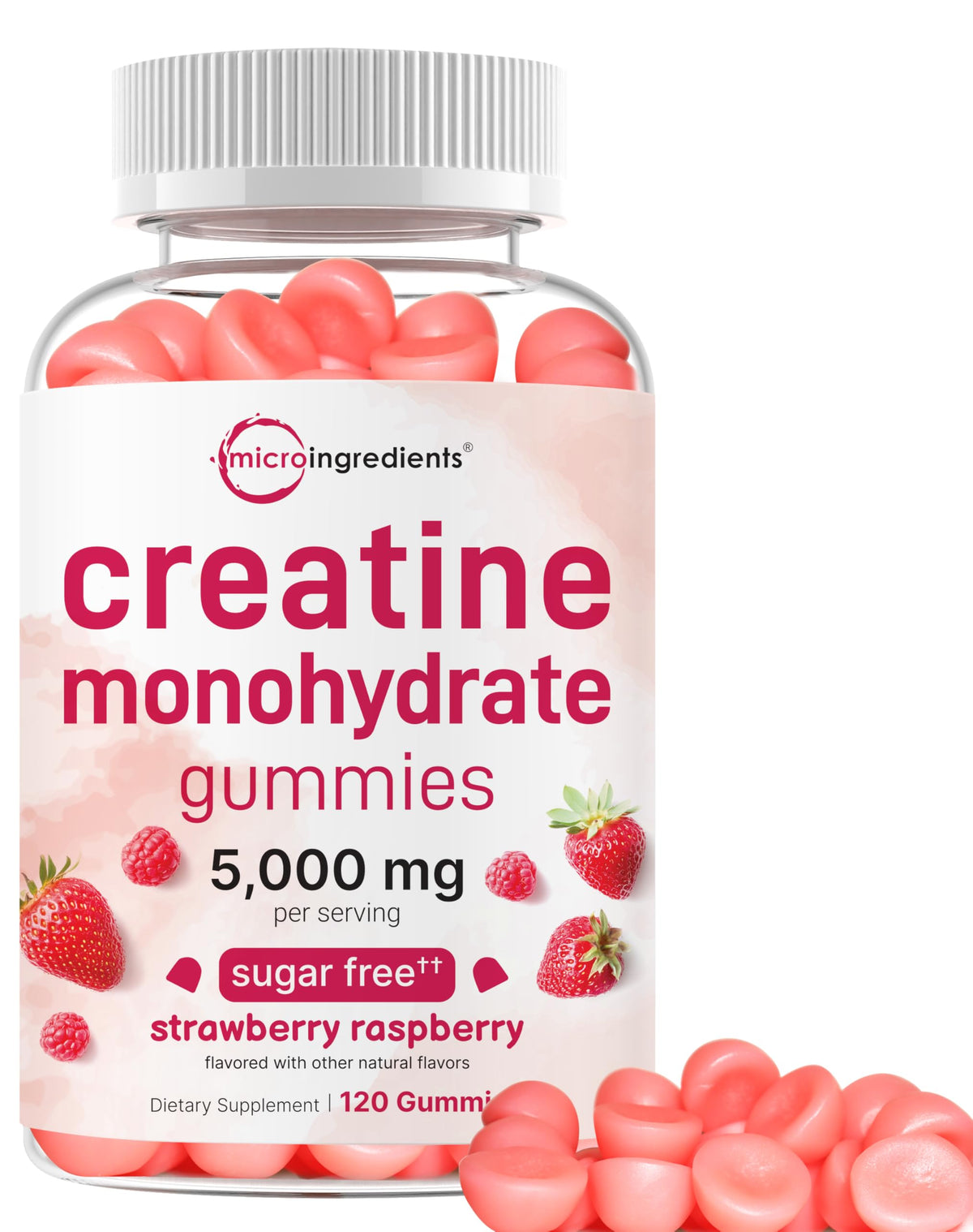 Gommes Micro Ingredients Creatine dans la bouteille, prise quotidienne facile.