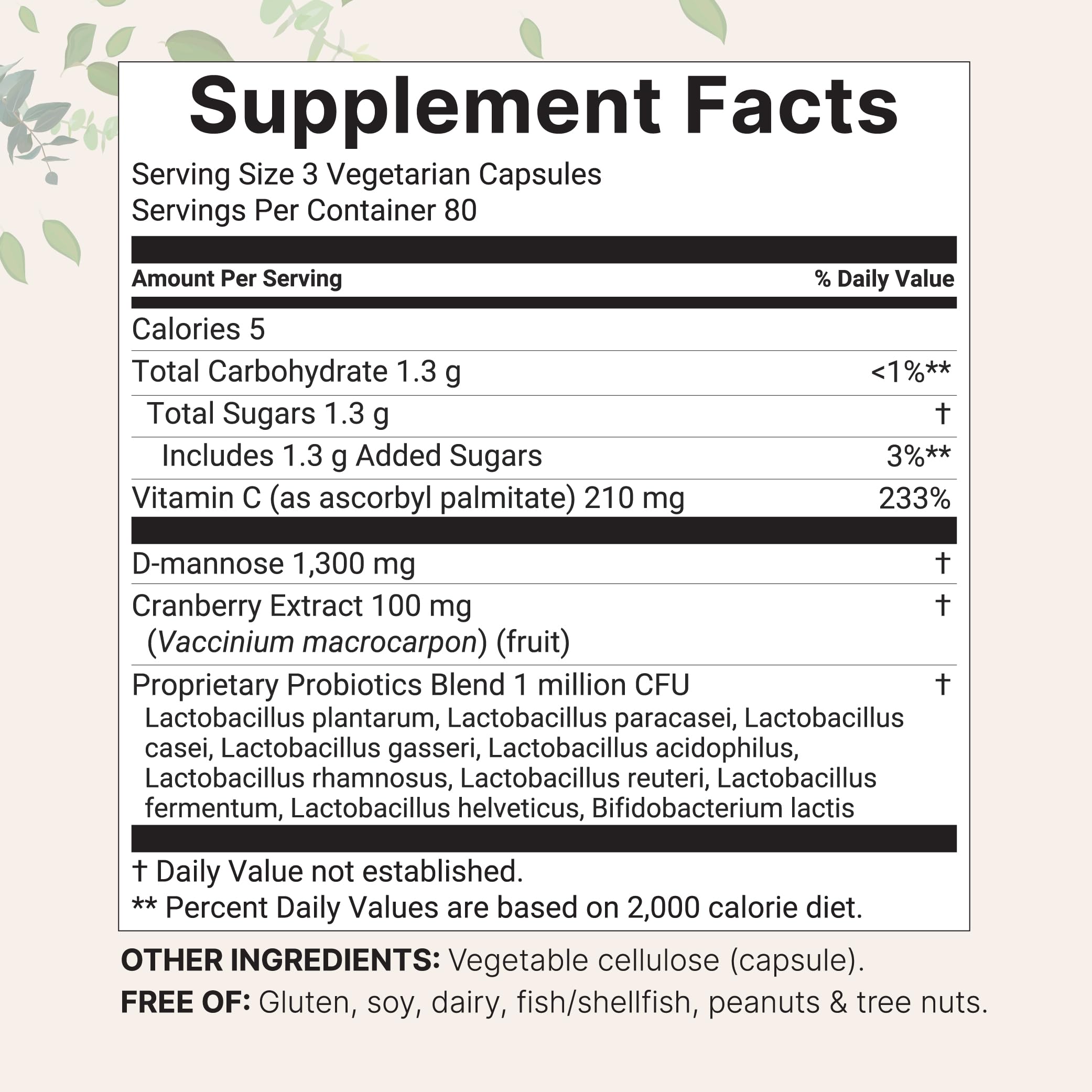 Micro Ingredients D-Mannose canneberge, capsules bouteille pour équilibre du microbiote et confort quotidien