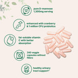 Micro Ingredients Probiotiques 1 Million CFU D-Mannose, bouteille, flore saine et soutien digestif