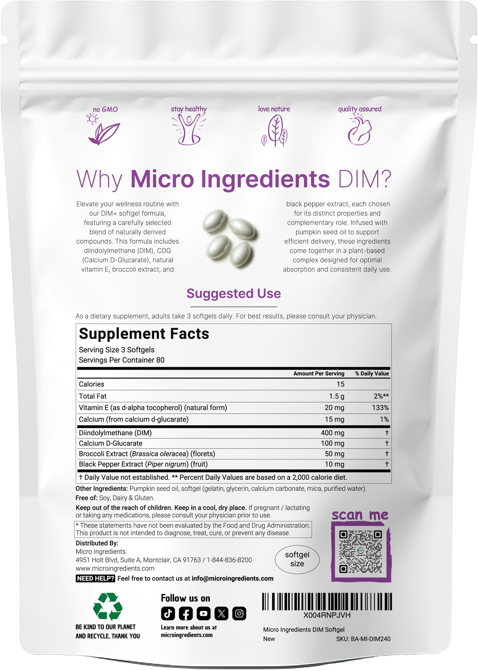 DIM+ Micro Ingredients ingredients clefs DIM CDG et brocoli pour profil nutritionnel riche