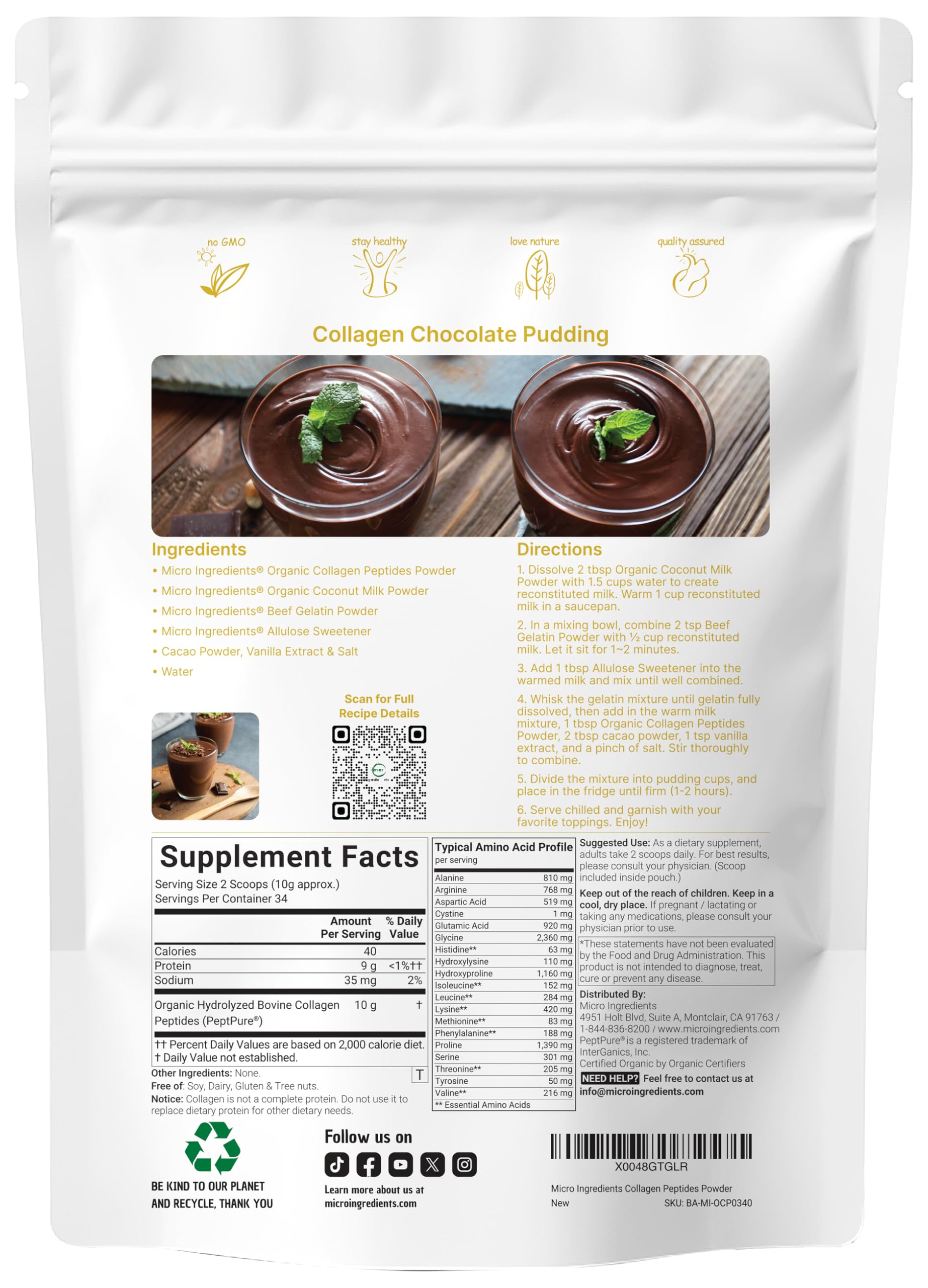 Doseur Micro Ingredients inclus pour mesurer précisément chaque portion de collagene.