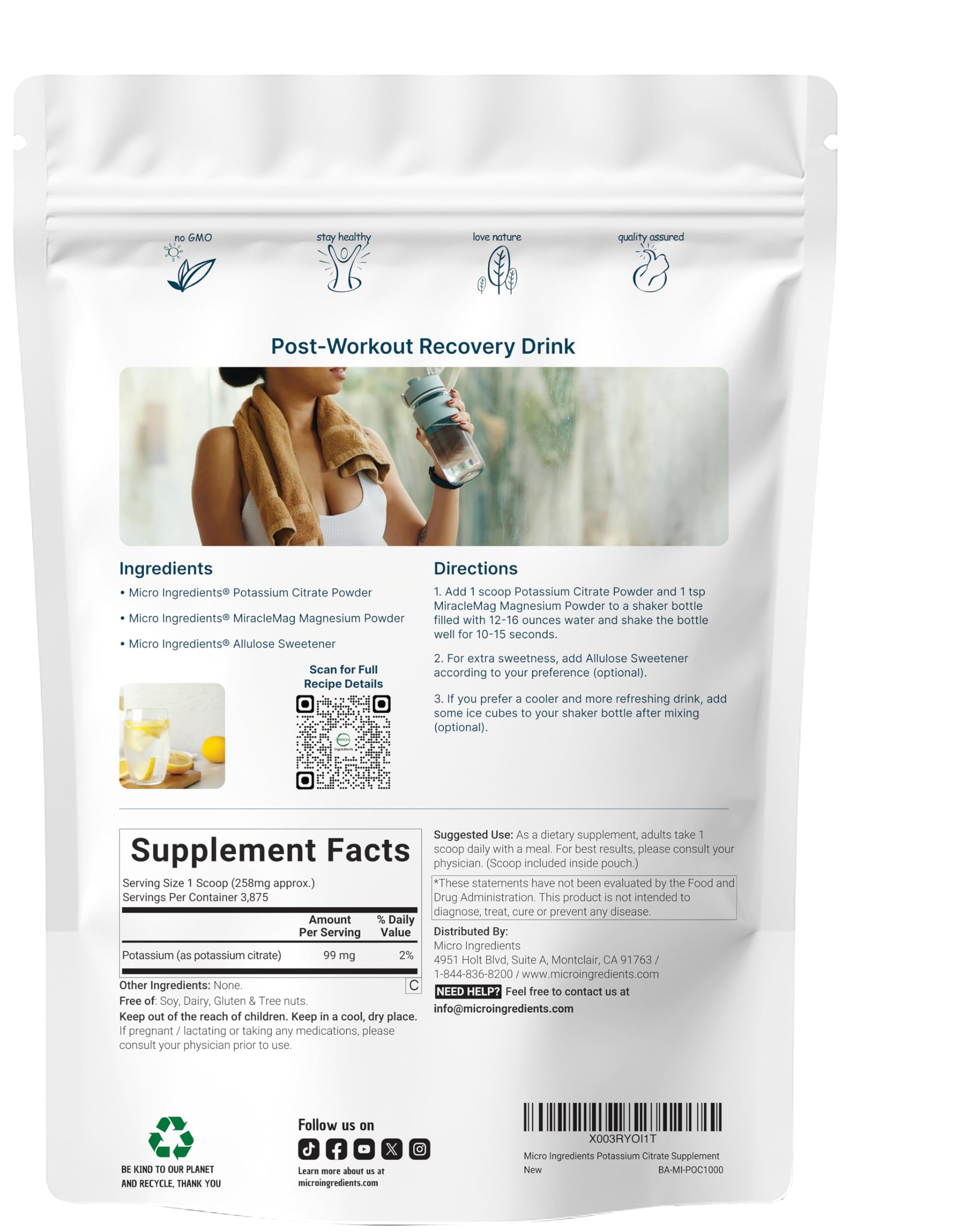 Micro Ingredients doseur inclus pour doser citrate potassium avec précision.
