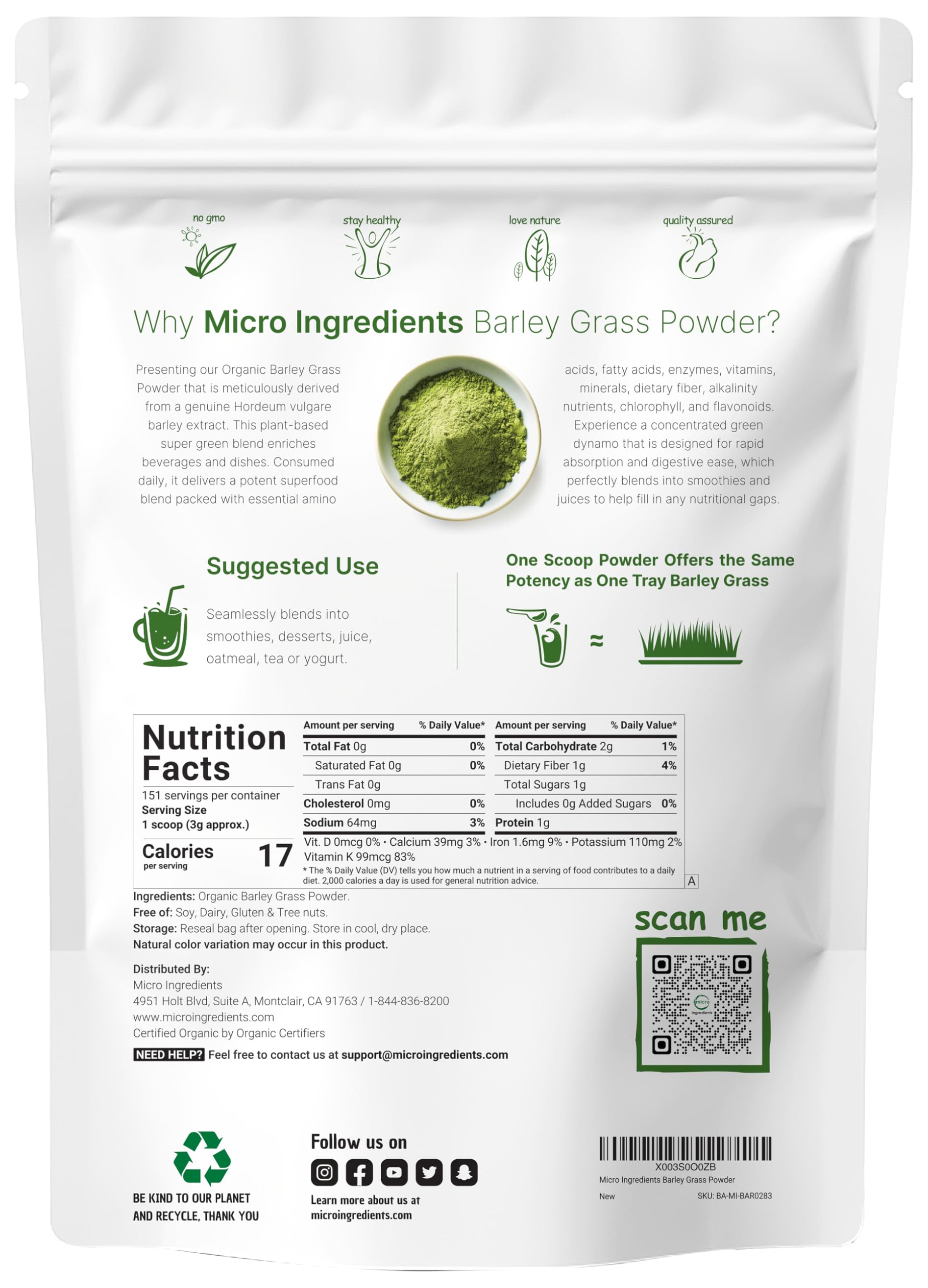 Micro Ingredients doseur-poudre-orge-verte: portion pratique pour recettes rapides.