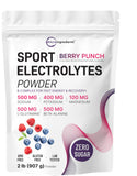 Micro Ingredients Électrolytes en poudre, flacon Berry Punch pour hydratation sportive efficiente.