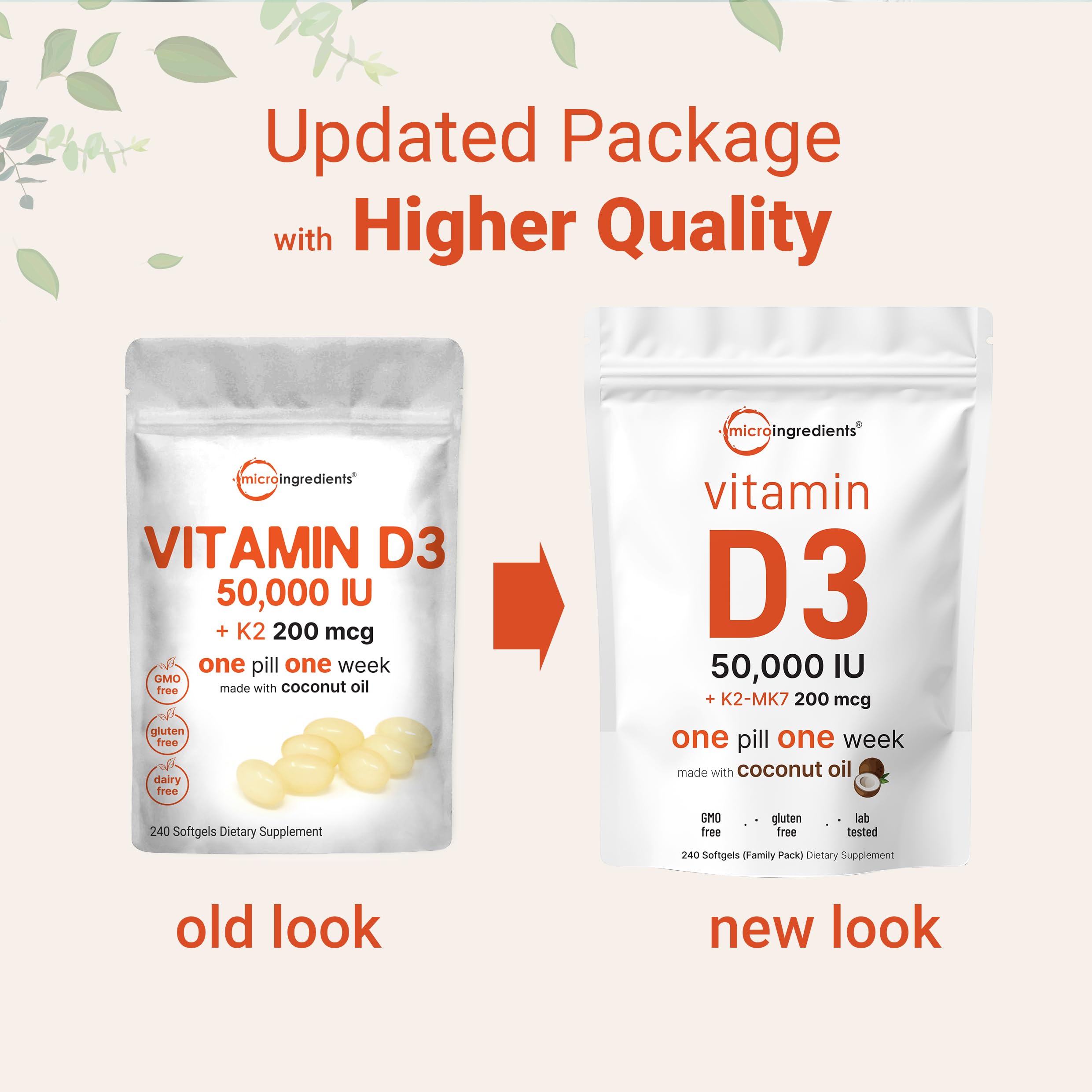 Étiquette Micro Ingredients D3 K2 2-en-1, solution simple et efficace.
