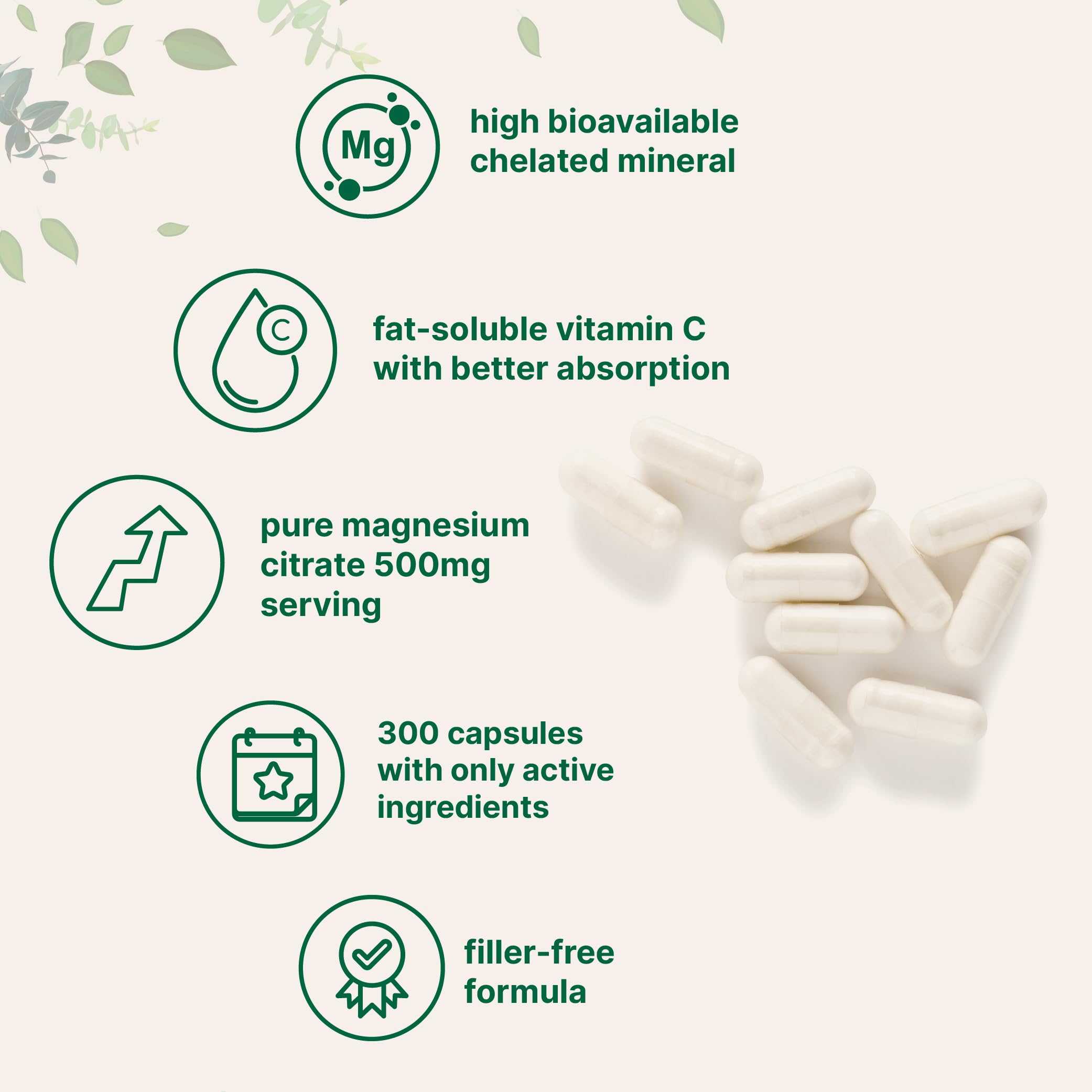 Micro Ingredients – étiquette magnésium citrate 500 mg, traçabilité et pureté visibles.