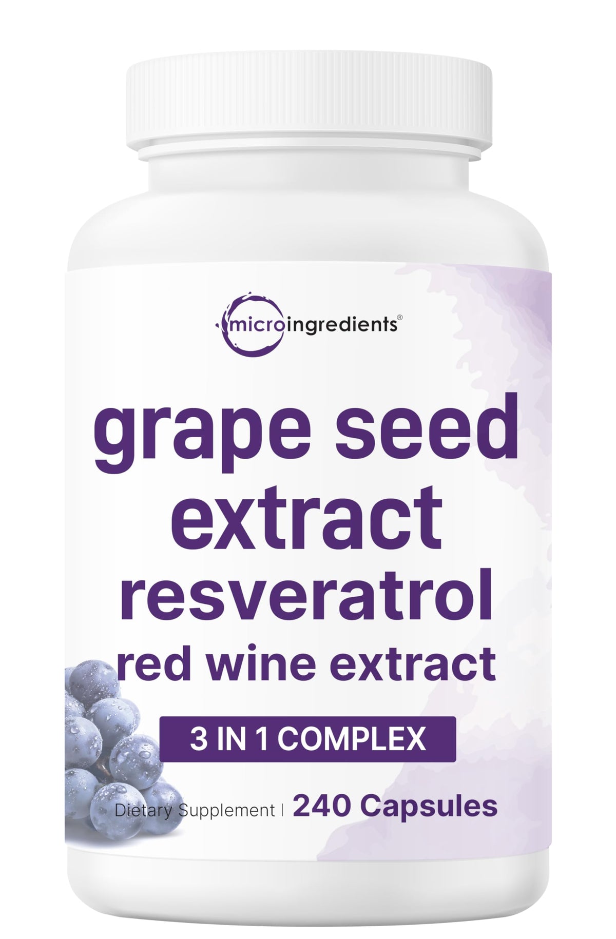 Micro Ingredients Extrait de Graines de Raisin – bouteille avec capsules riches en polyphénols pour l'antioxydant.