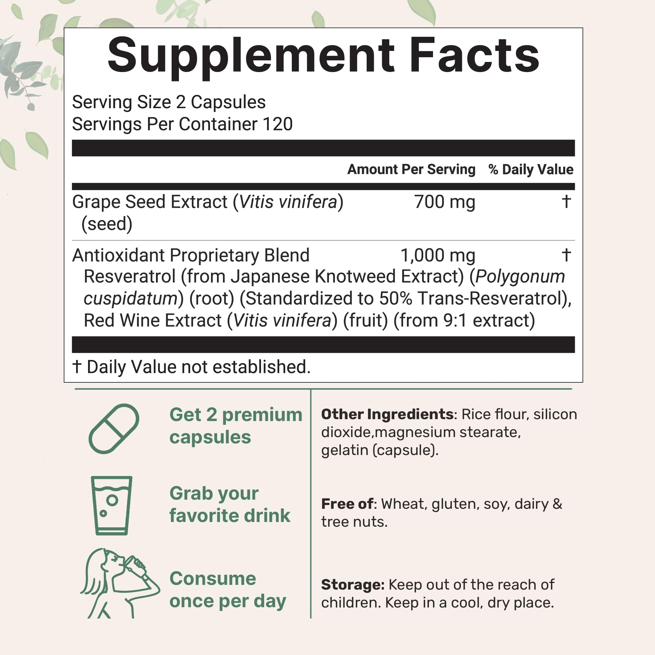 Micro Ingredients Extrait de Graines de Raisin – capsules faciles à prendre pour un apport polyphénol quotidien.