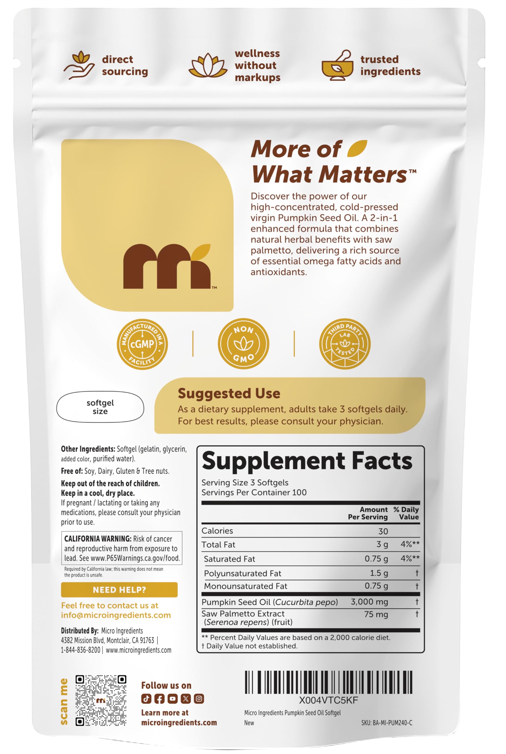 Micro Ingredients – extrait palmier nain 2-en-1, équilibre nutritionnel
