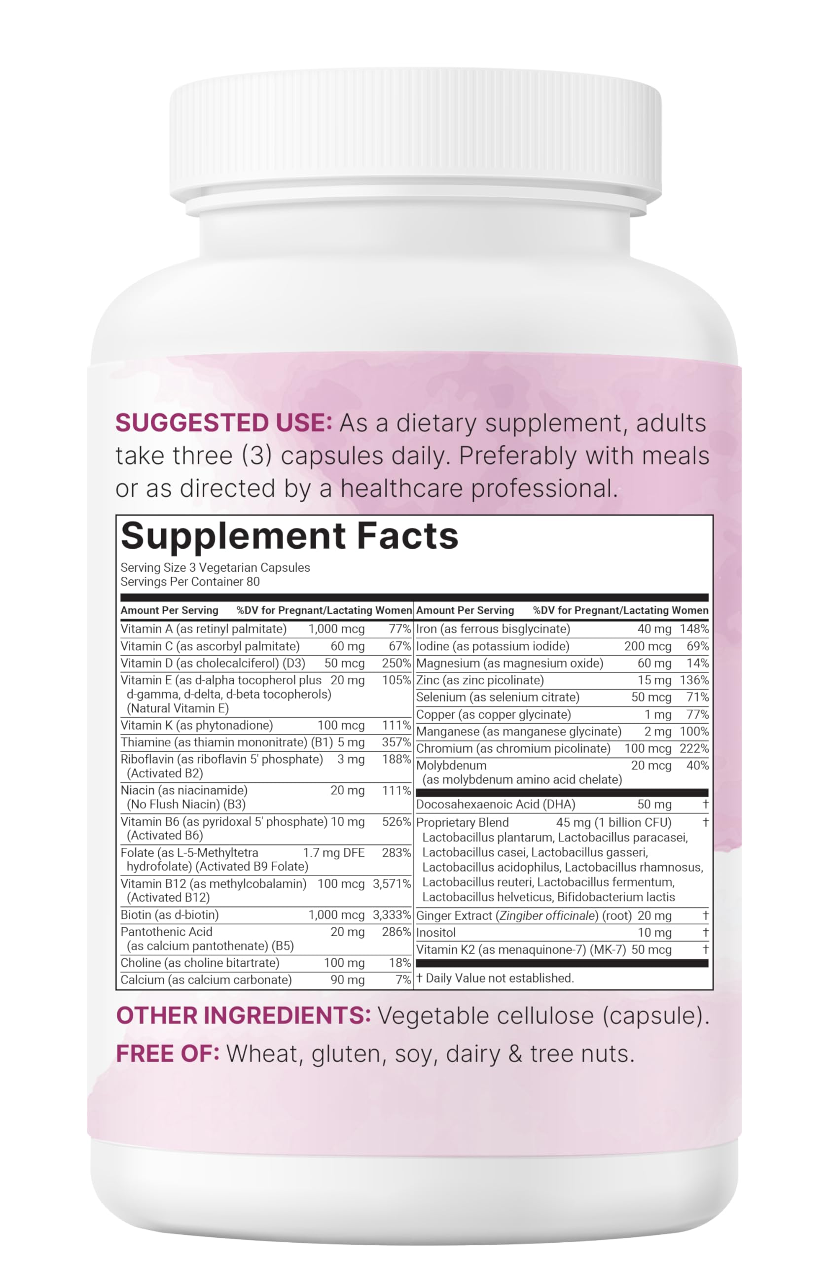 Micro Ingredients Prenatal, fer et minéraux en capsules pour grossesse