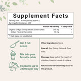 Poudre Micro Ingredients Ginkgo Biloba avec scoop inclus pour dosage fiable.