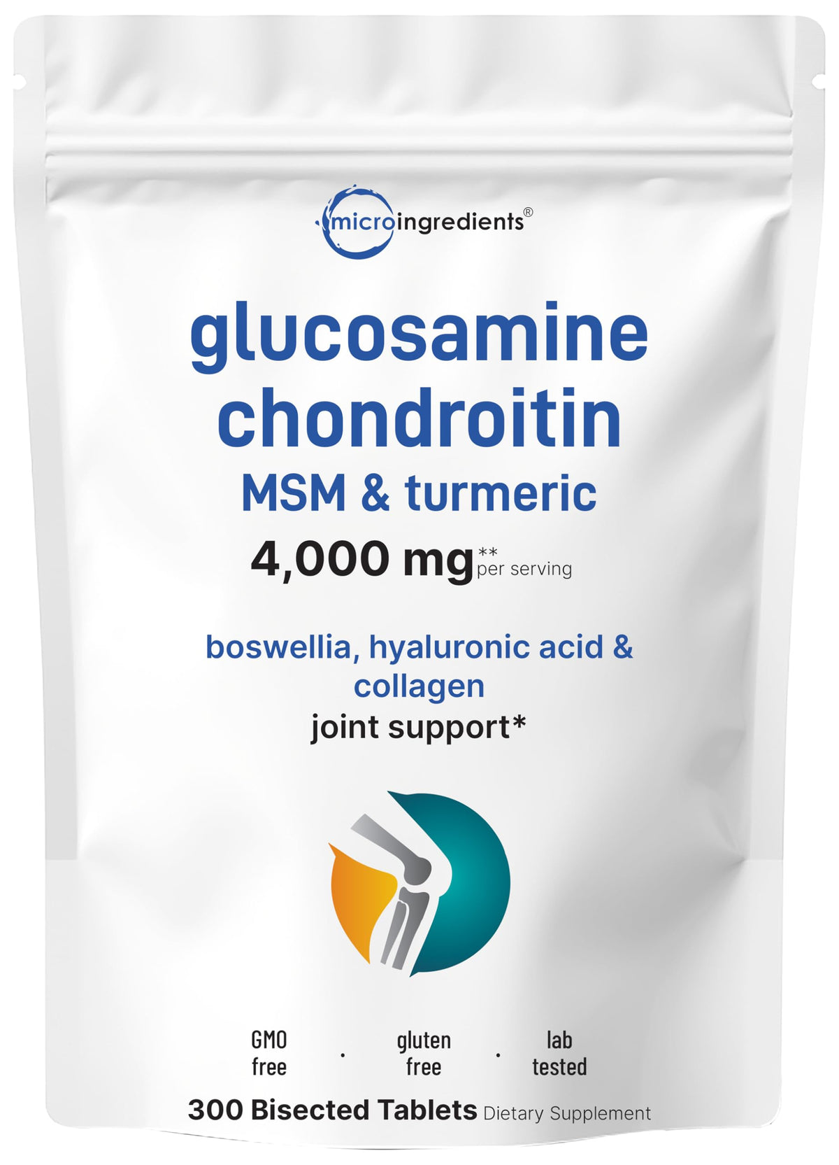 Micro Ingredients glucosamine-chondroitine-msm-curcuma: tablettes bisees faciles à doser pour le confort articulaire.
