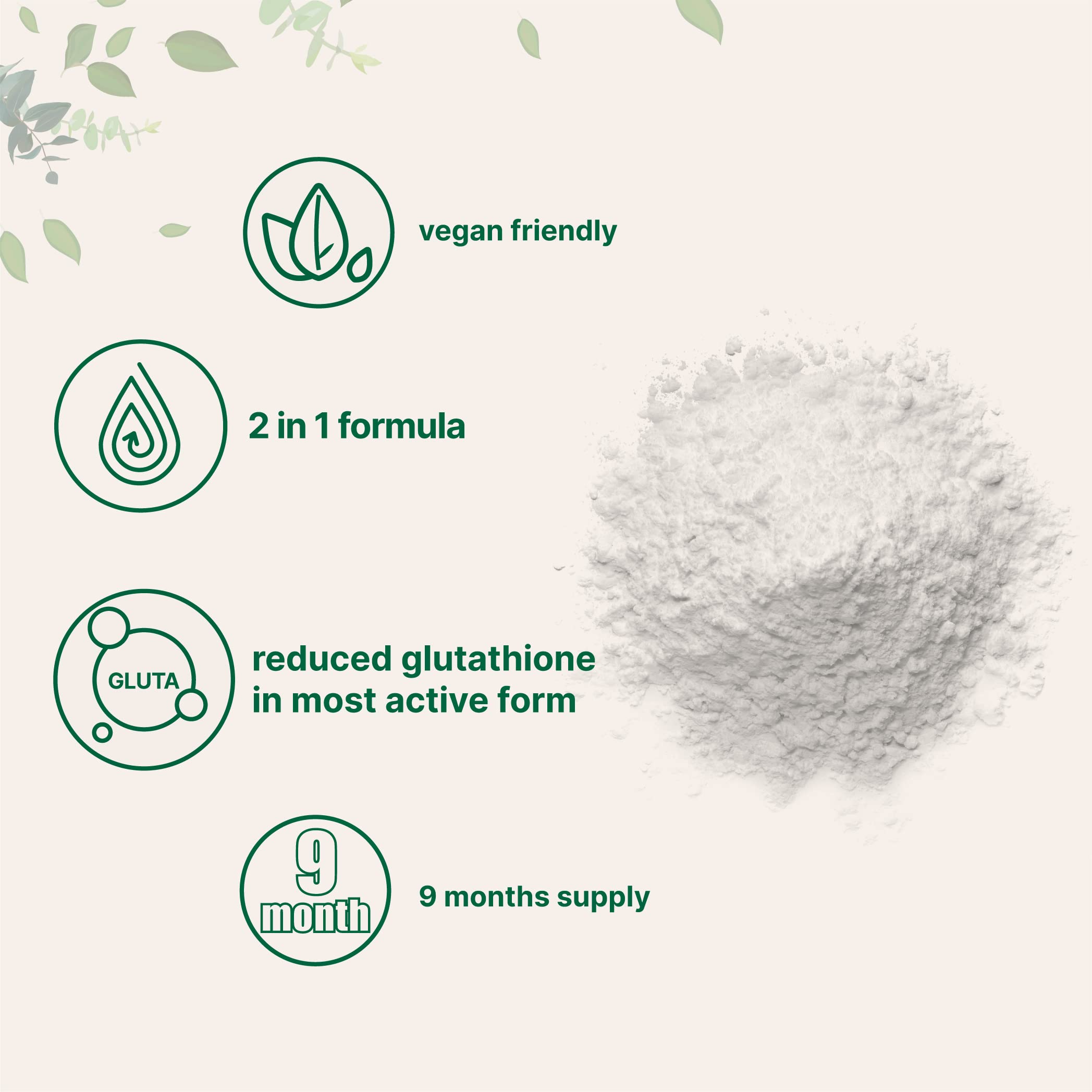 Poudre Glutathione Inositol prête à être mélangée dans un smoothie.