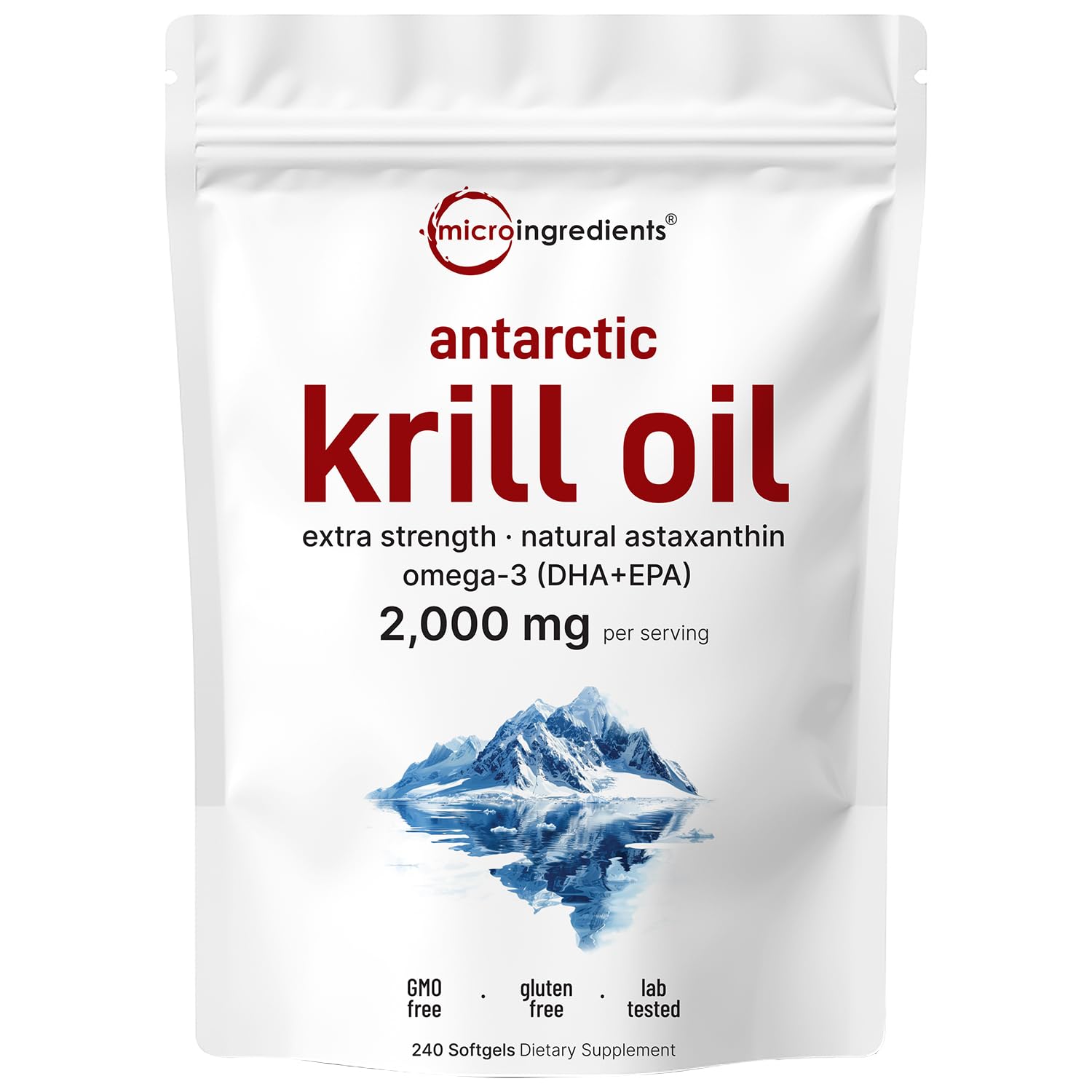 Micro Ingredients huile de krill softgels dans la boîte, pratique pour les oméga-3.