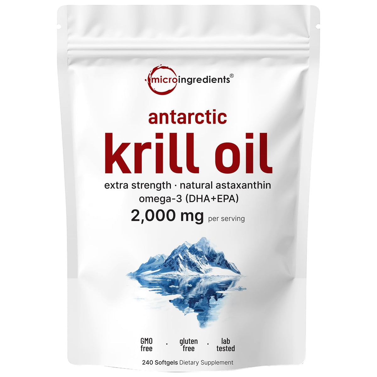 Micro Ingredients huile de krill softgels dans la boîte, pratique pour les oméga-3.
