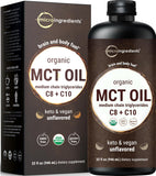 Huile MCT Micro Ingredients en bouteille de 32 oz, idéale pour le café ou les préparations quotidiennes.