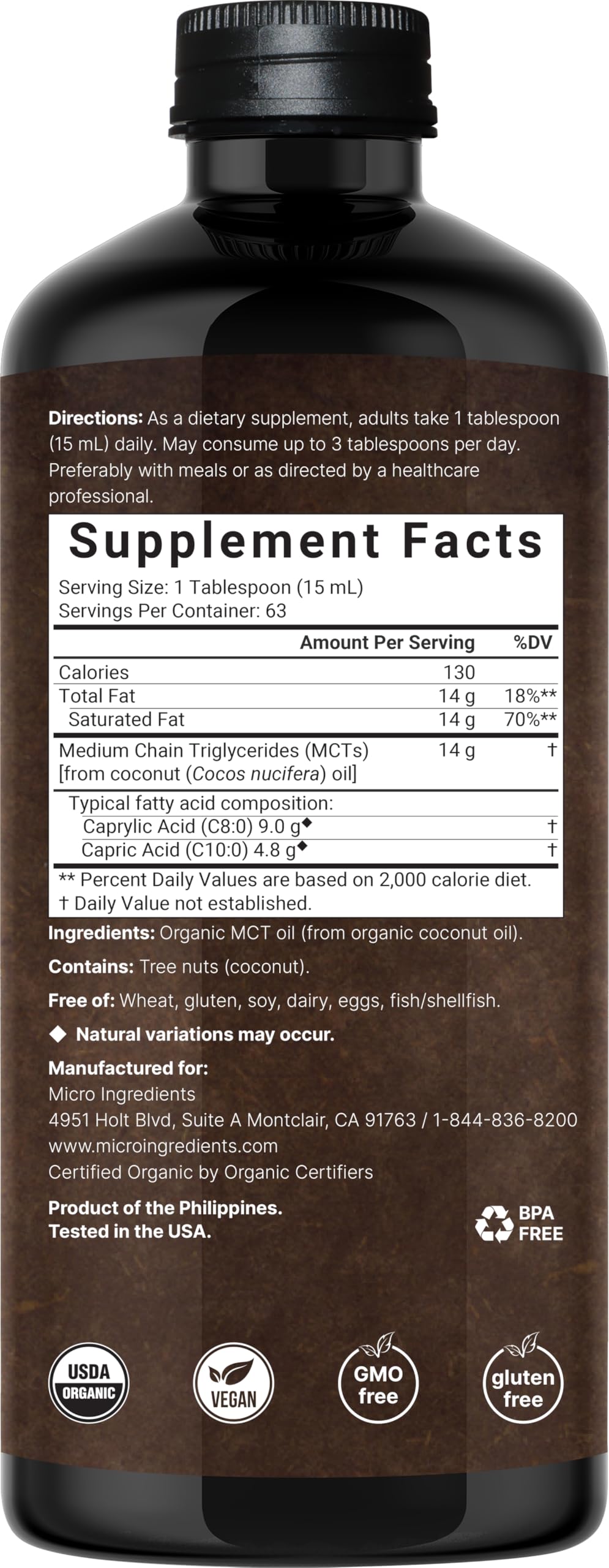 Composants MCT riches en C8 et C10, Micro Ingredients pour recettes céto.
