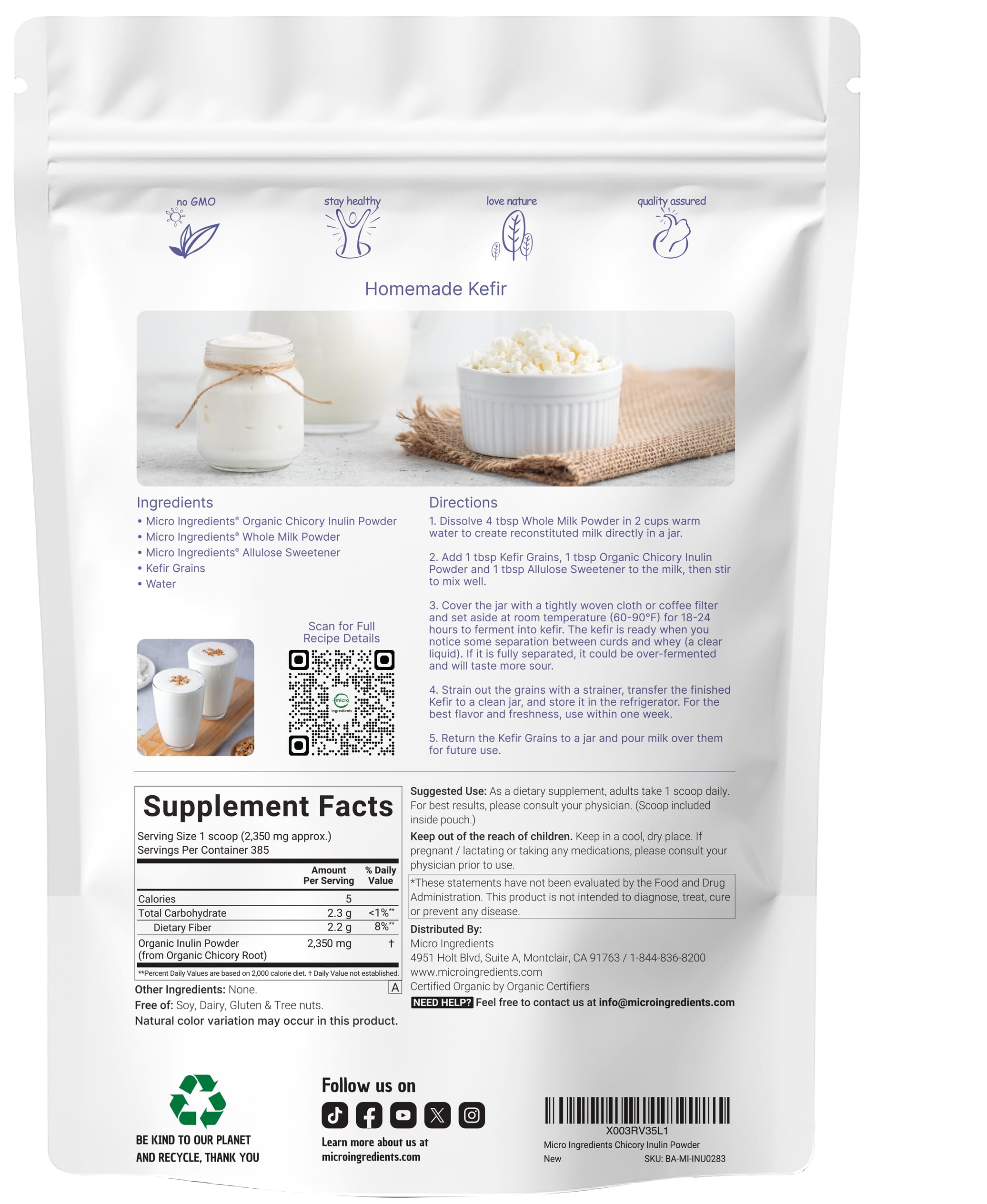 Poudre Micro Ingredients, dosage précis grâce à la cuillère incluse