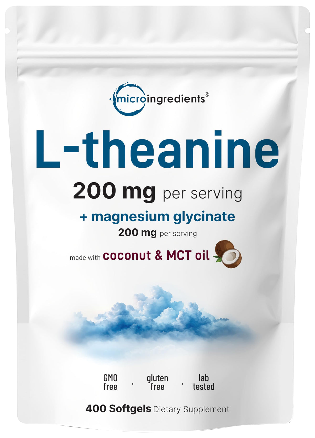 Micro Ingredients L-Theanine et Magnésium Glycinate dans une bouteille pratique.