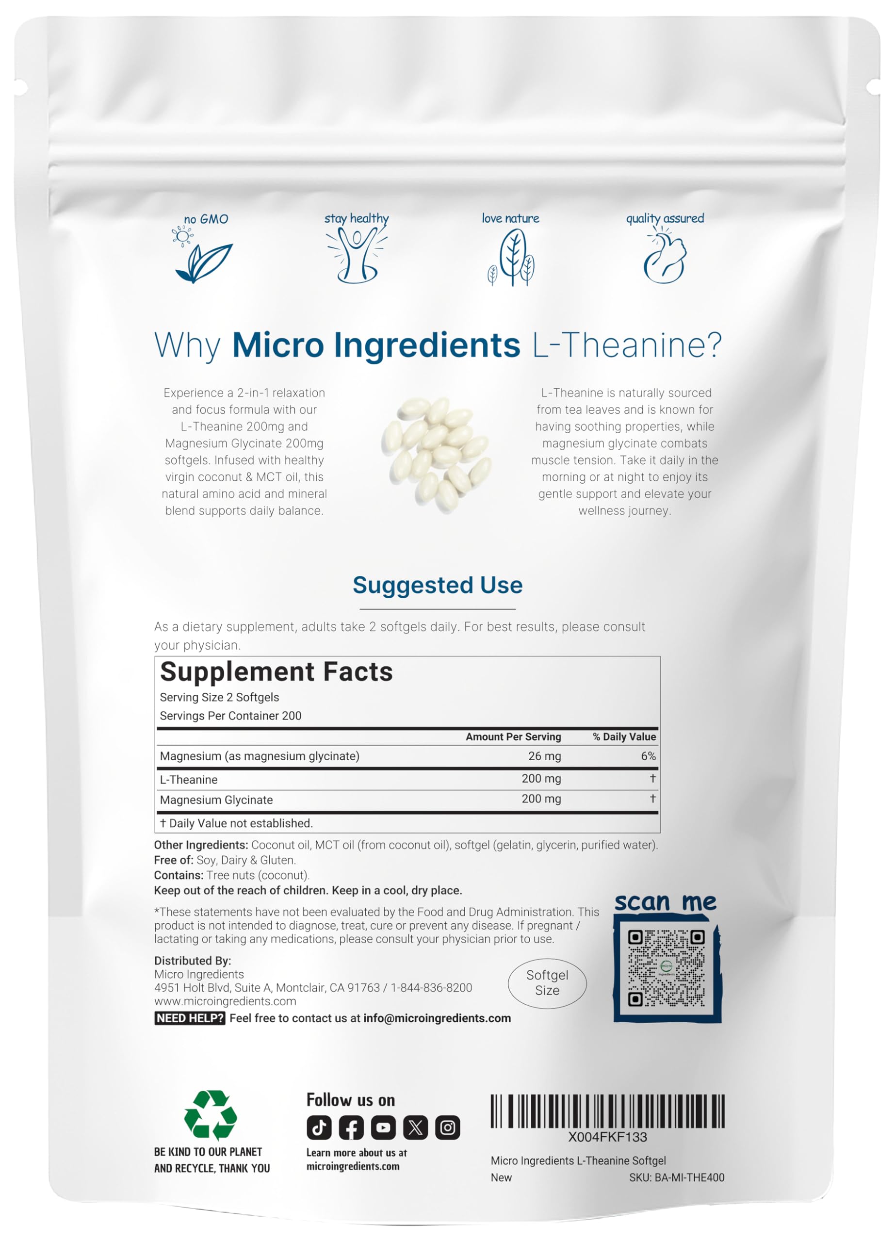Premier plan sur les gélules Micro Ingredients avec huile MCT.
