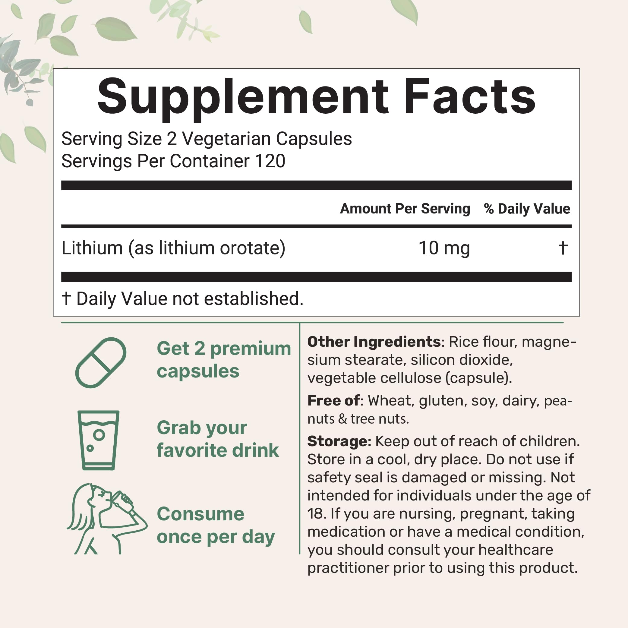 Sachet de 240 capsulesLithium Orotate Micro Ingredients pour une routine durable
