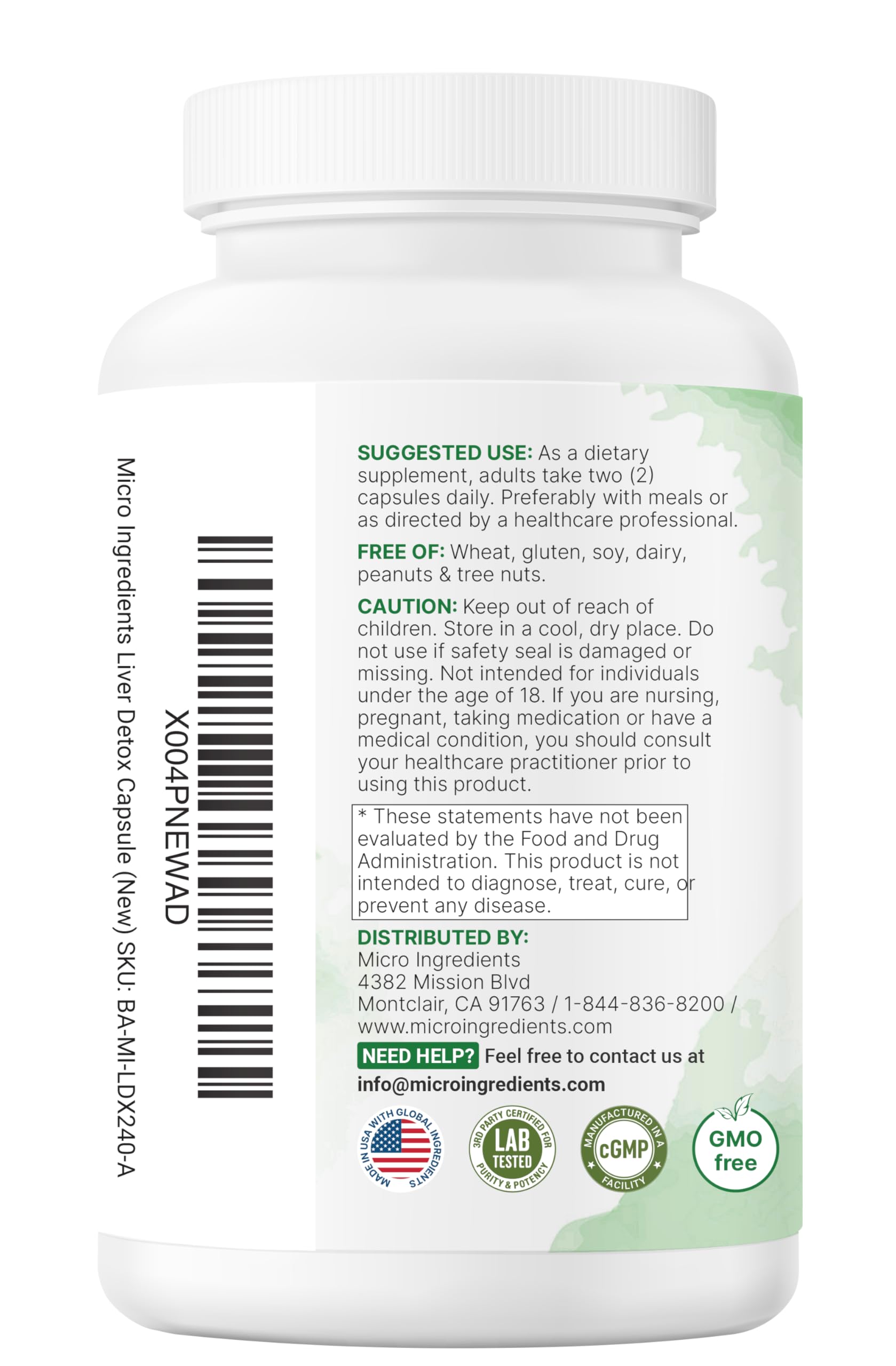 Micro Ingredients Liver Advanced+ – boîte ouverte prête pour 120 jours.