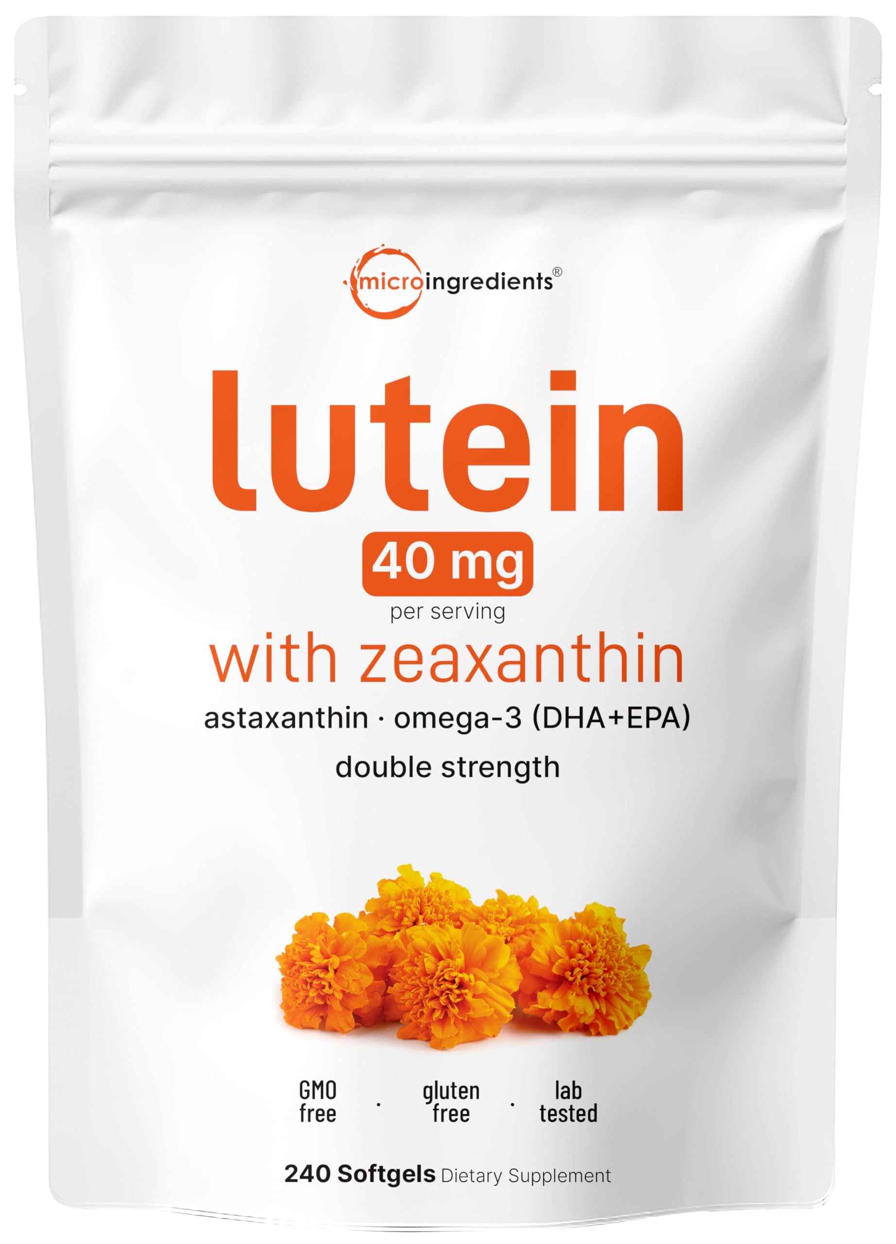 Gélules Micro Ingredients lutéine-zéaxanthine en bouteille pour la vision claire au quotidien