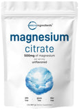 Micro Ingredients Magnésium Citrate en poudre dans une bouteille, pratique au quotidien.