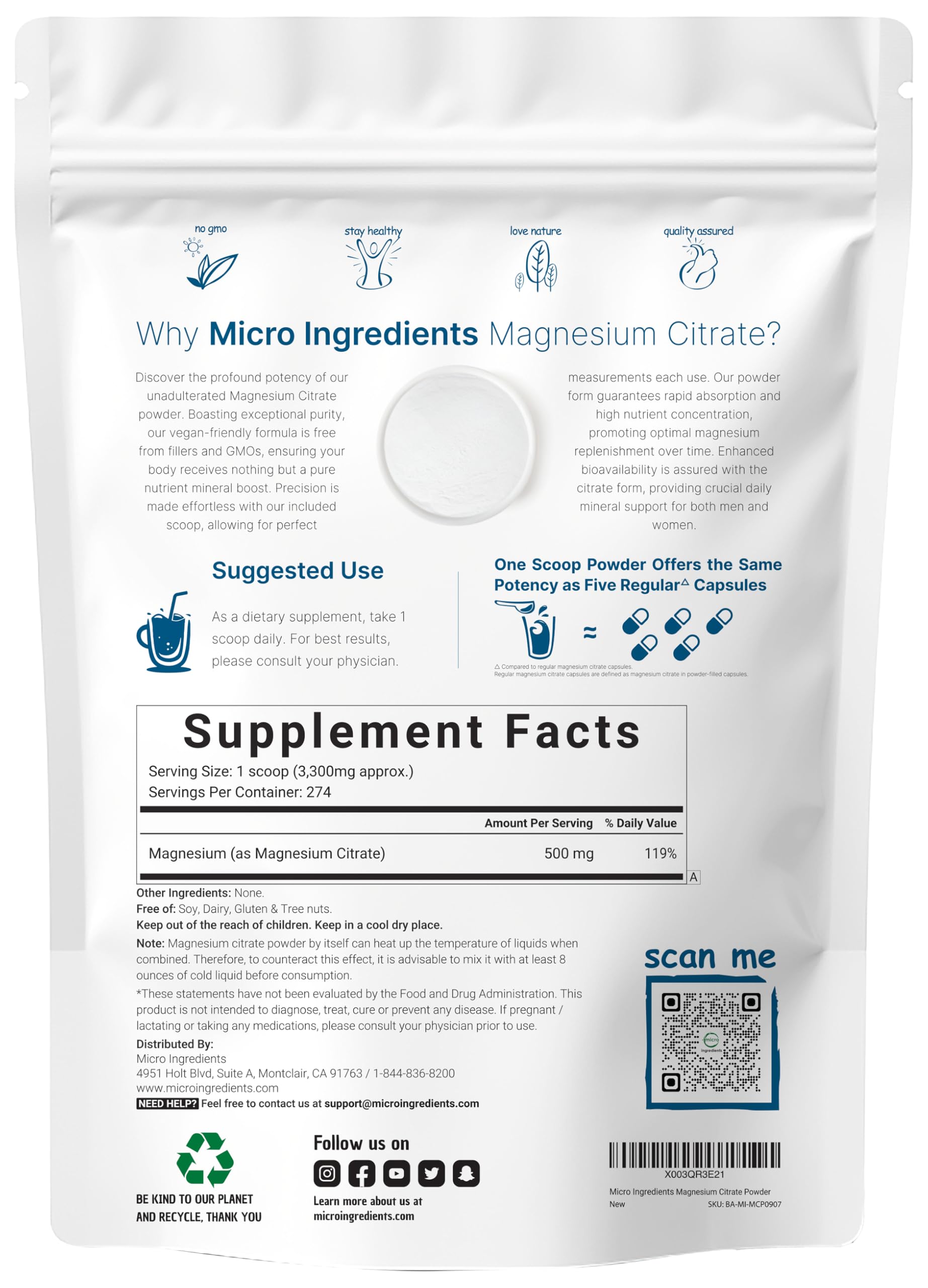 Poudre Micro Ingredients avec cuillère-doseuse pour des portions précises.