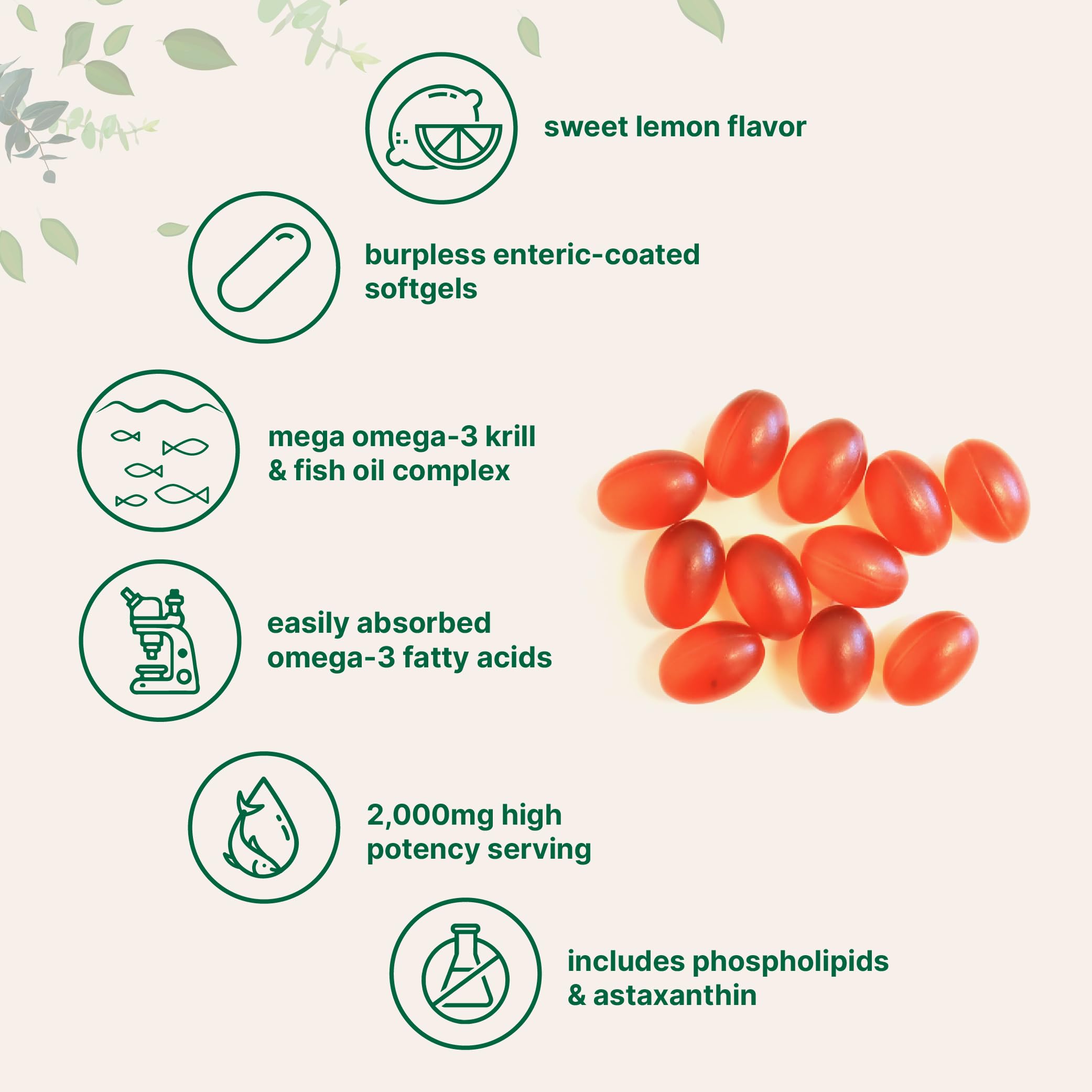 Gélules enterique Micro Ingredients Mega Omega-3 pour réduction du goût après ingestion.