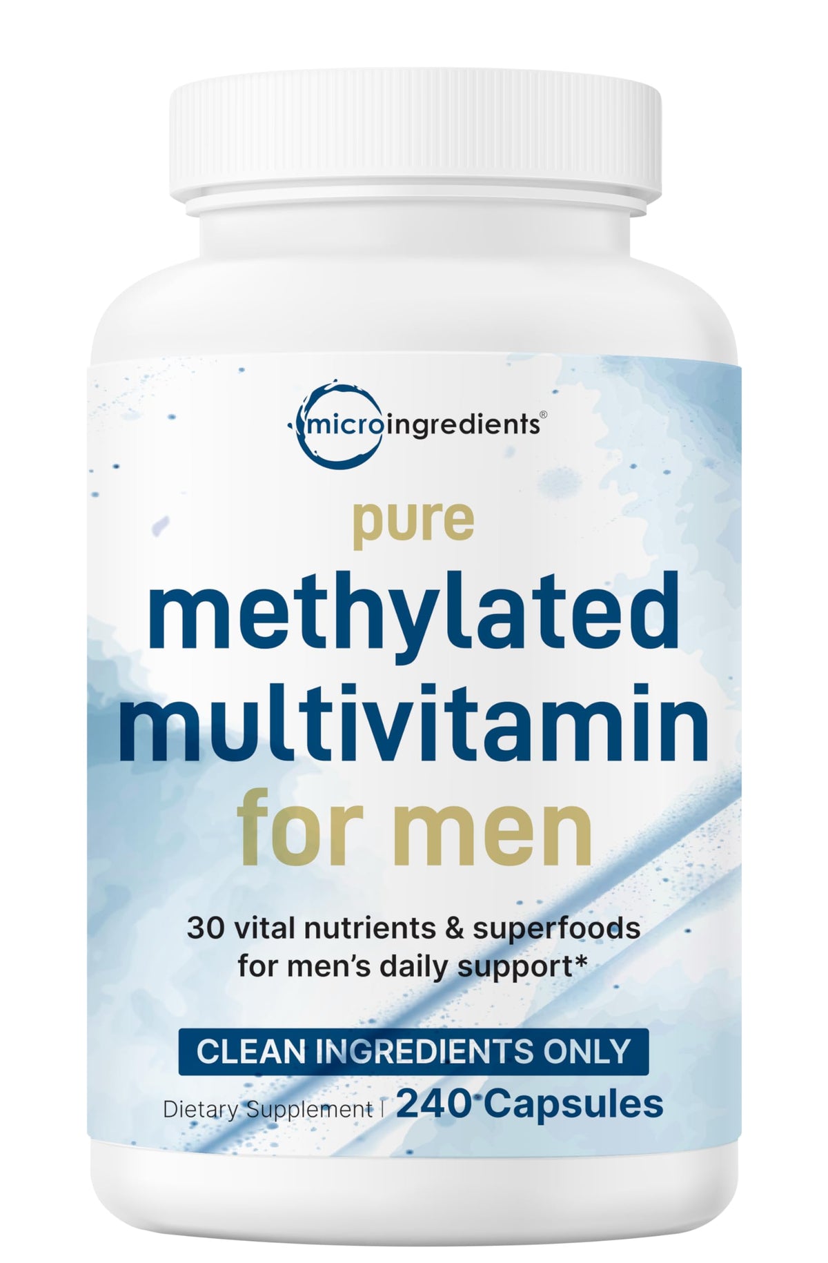 Micro Ingredients Multivitamine méthylée pour homme – bouteille, soutien quotidien d'énergie et vitalité.