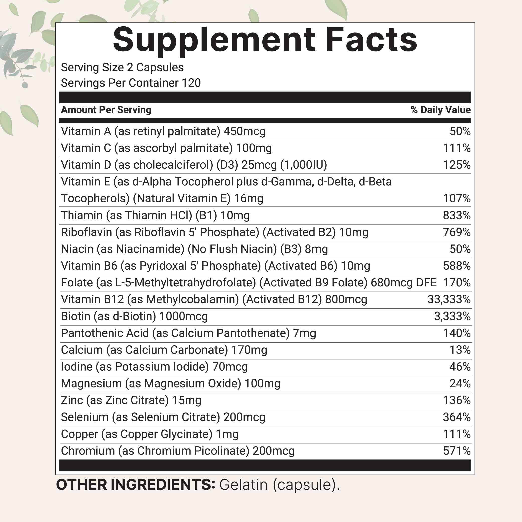 Micro Ingredients Multivitamine méthylée Pure – capsules pratiques pour une routine quotidienne.