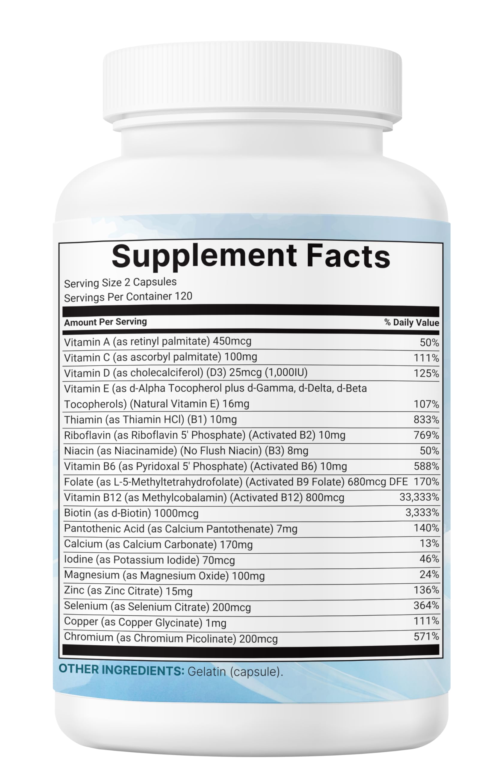 Micro Ingredients Multivitamine méthylée Pure – dosage quotidien simple et clair.