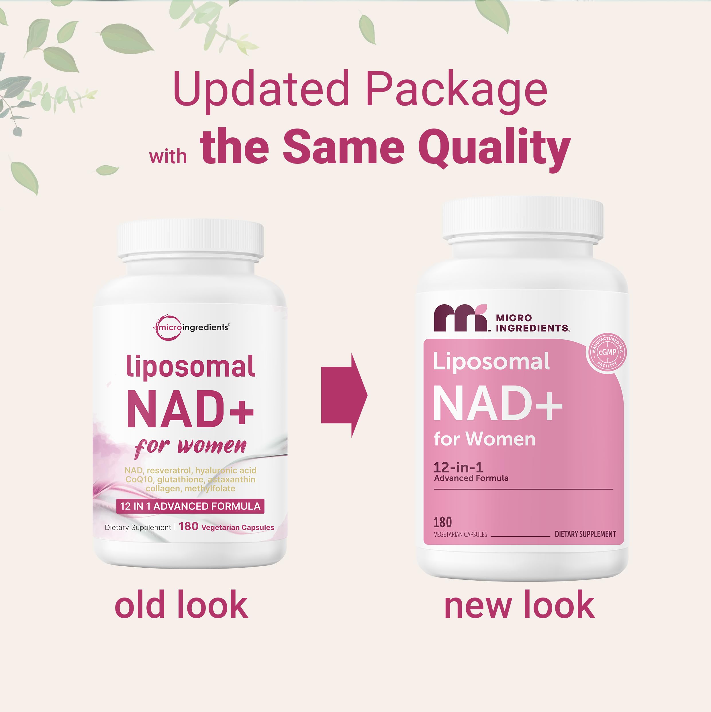 Micro Ingredients Liposomal NAD+ — capsules végétariennes faciles à avaler.