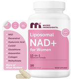 Micro Ingredients Liposomal NAD+ pour femmes — bouteille pratique pour usage quotidien.