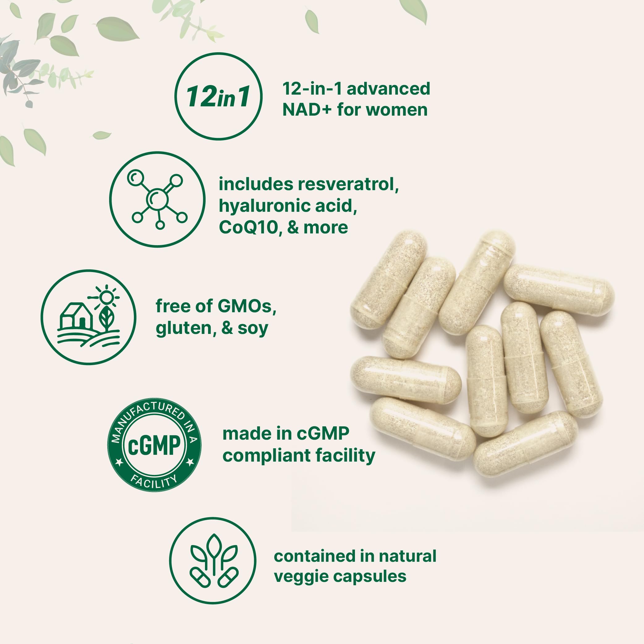 Micro Ingredients Liposomal NAD+ — capsules avec phospholipides de tournesol.