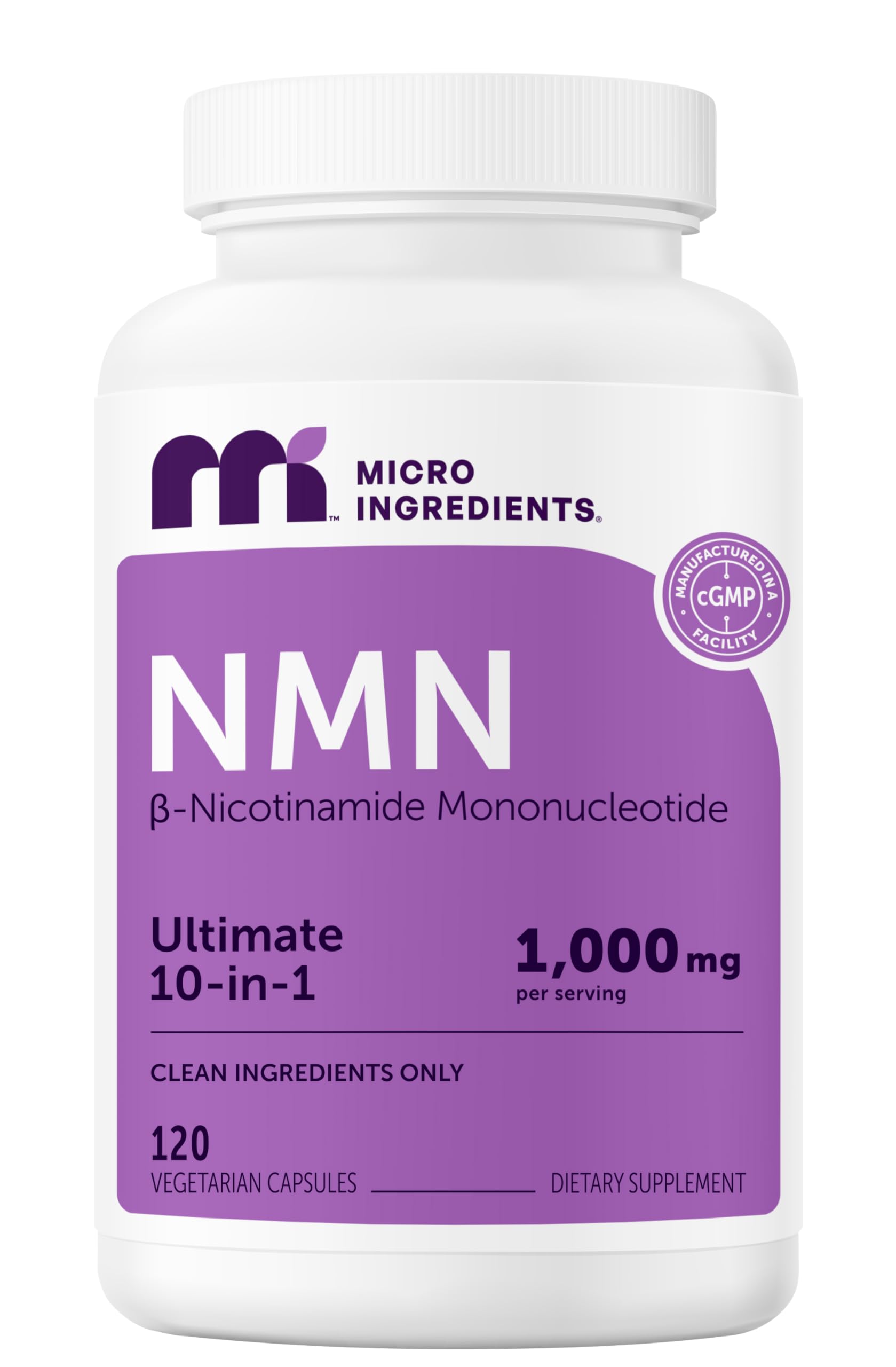 NMN Complex de Micro Ingredients, bouteille visible, potentiel soutien énergie quotidienne.