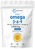 Micro Ingredients Omega 3-6-9 : bouteille citron, riche en oméga pour le quotidien