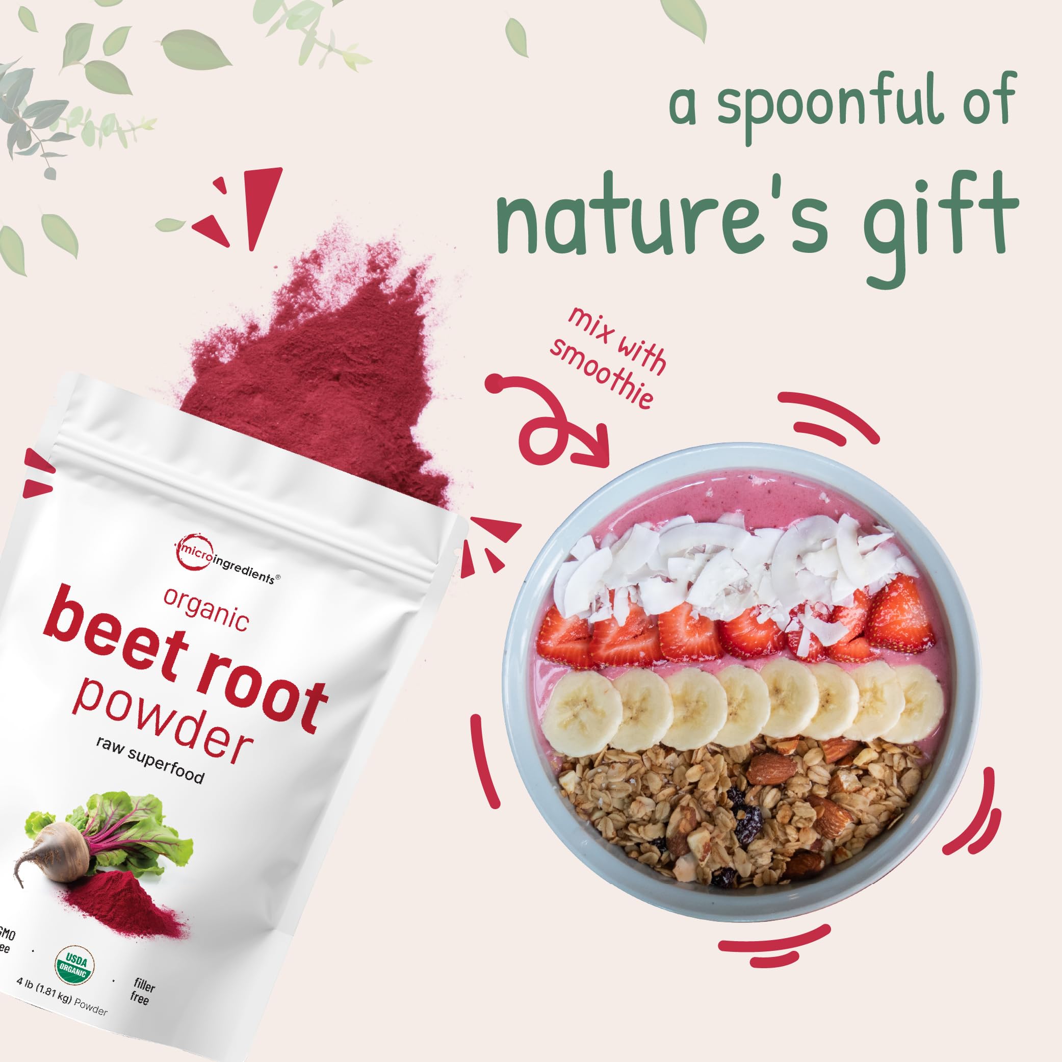 Idéal dans smoothies : Micro Ingredients améliore couleur et texture.