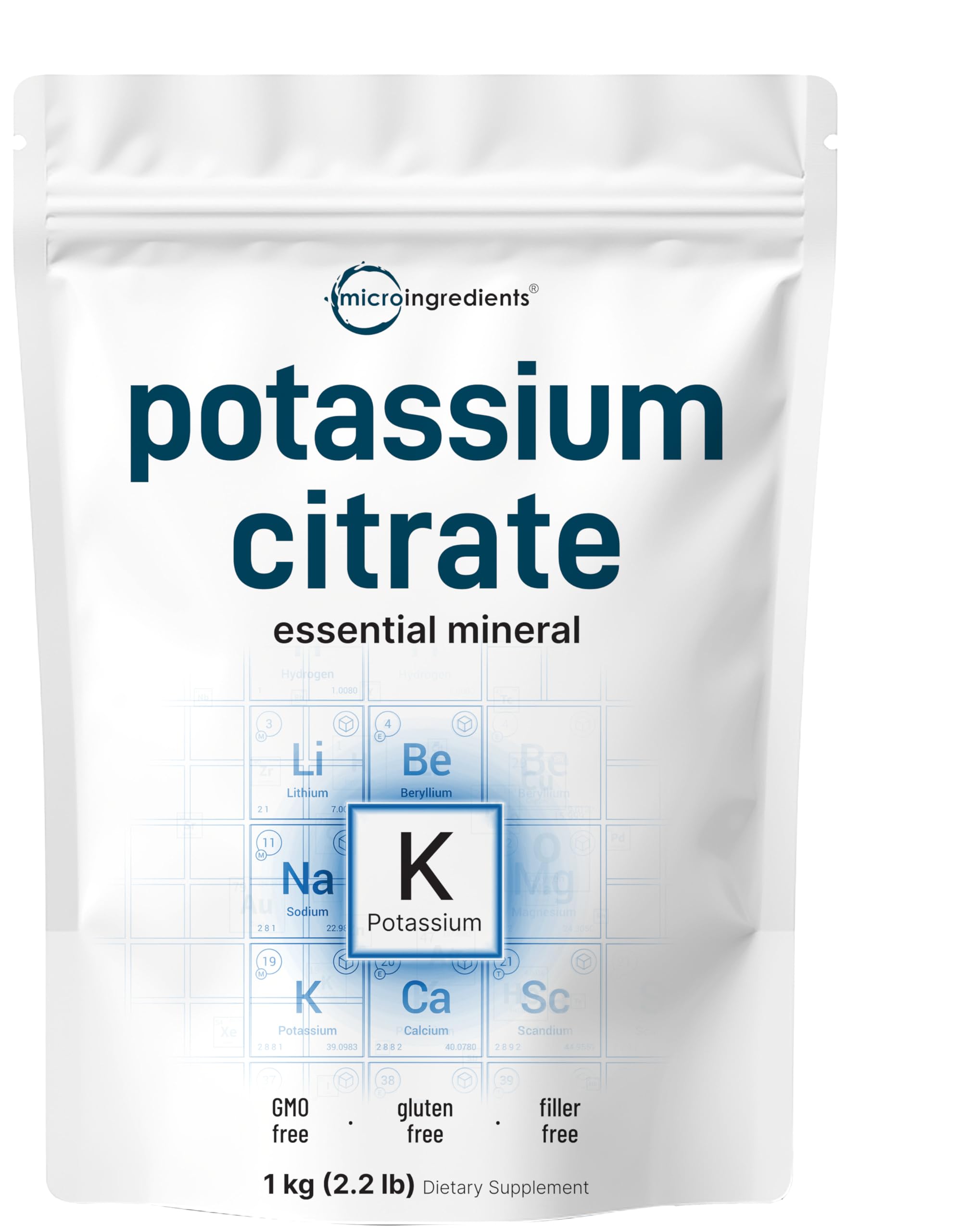 Micro Ingredients poudre citrate potassium 1 kg – hydratation potentielle quotidienne.