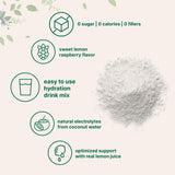 Micro Ingredients Poudre Électrolyte citron-framboise sans sucre, parfaite pour une boisson légère.