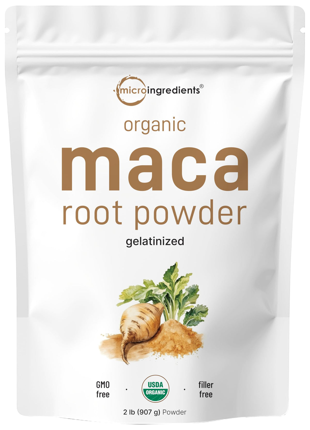 Poudre maca biologique Micro Ingredients pérou, texture fine pour smoothies.