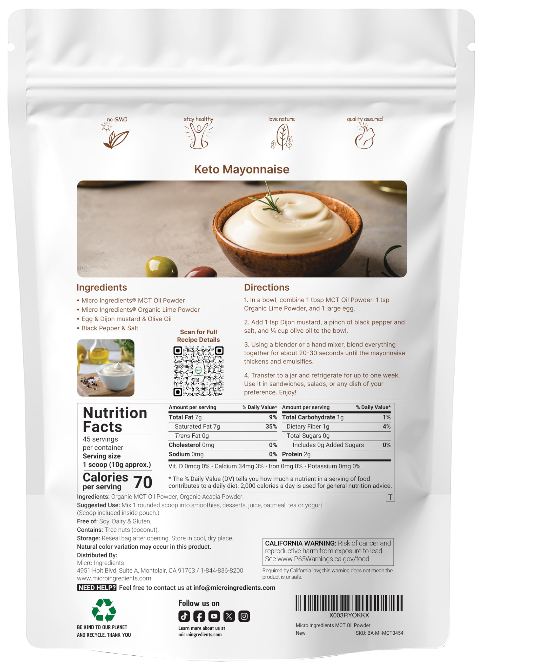 Poudre MCT Micro Ingredients pour café – texture lisse et énergie.