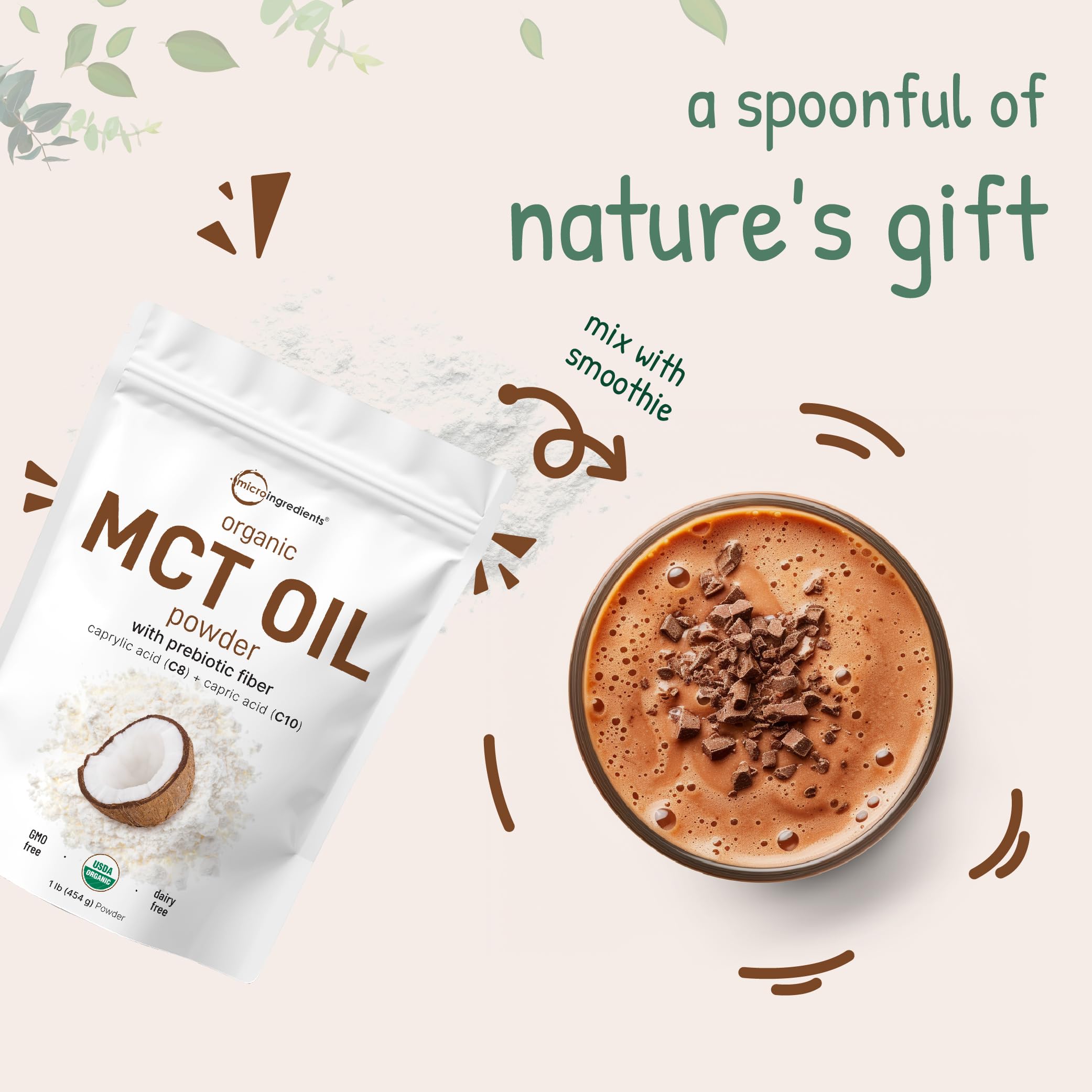 Poudre MCT Micro Ingredients – cuisine keto et végane facilitée.
