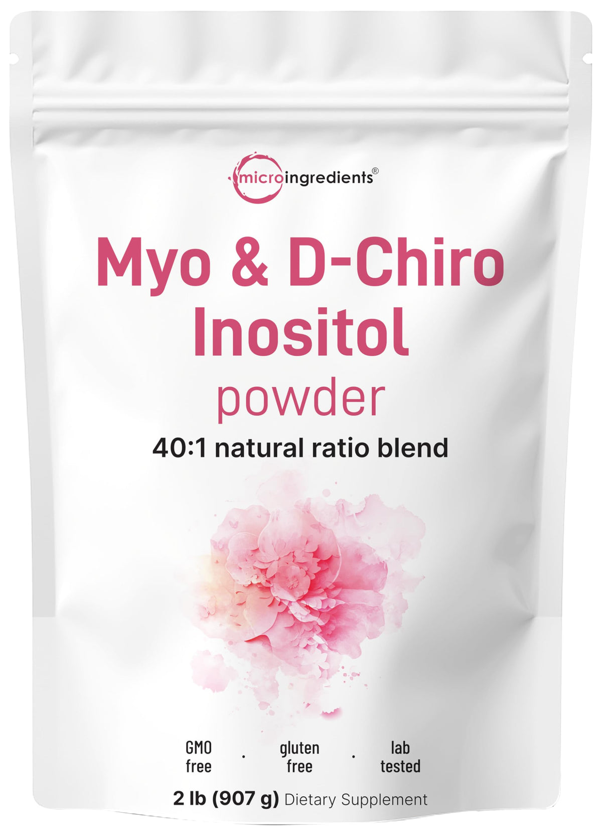Micro Ingredients Myo-Inositol et D-Chiro Inositol, emballage 2 lb prête à l'emploi.